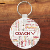 Word Cloud Coach-expertise - rood Sinaasappel Sleutelhanger (Voorkant)