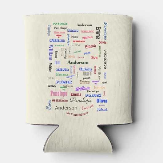Word Cloud Custom Unique voor kerstfamilie Blikjeskoeler (Achterkant)