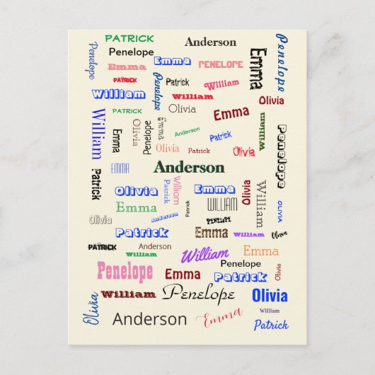 Word Cloud Custom Unique voor kerstfamilie Briefkaart (Voorkant)