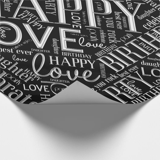 Word Cloud Daughter Silver ID272 van Birthday Cadeaupapier (Hoek)