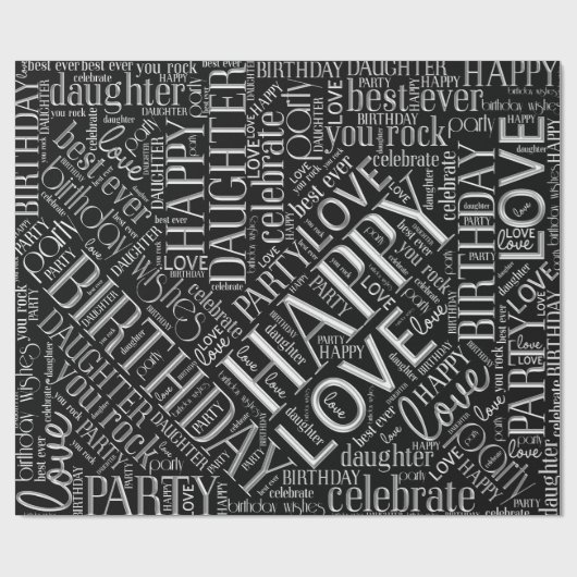Word Cloud Daughter Silver ID272 van Birthday Cadeaupapier (Vlak)