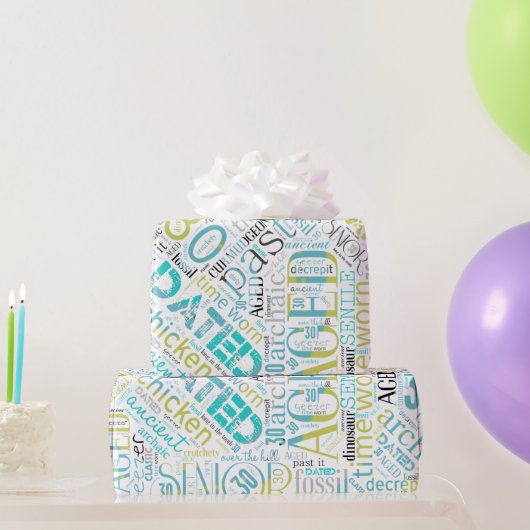 Word Cloud Dertigblauw ID266 van Birthday Cadeaupapier (Feestgeschenken)