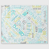 Word Cloud Dertigblauw ID266 van Birthday Cadeaupapier (Vlak)