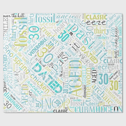 Word Cloud Dertigblauw ID266 van Birthday Cadeaupapier (Vlak)