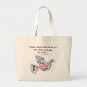 Word-Cloud Dove & Quote "Abolitionist Vegan" Grote Tote Bag (Voorkant)
