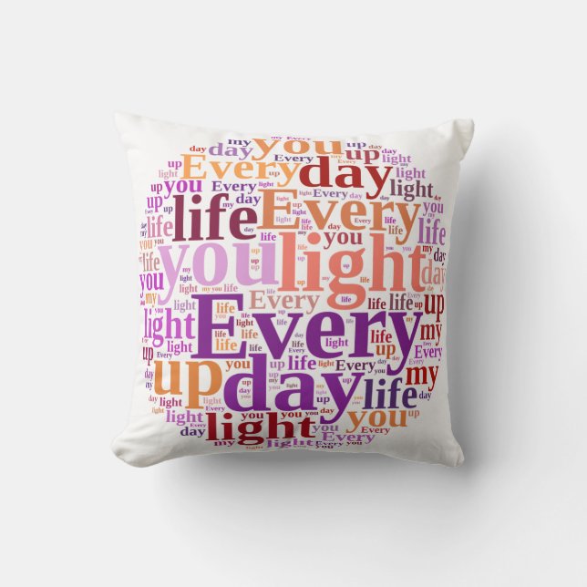 Word Cloud: "Elke dag licht je mijn leven op" Kussen (Voorkant)