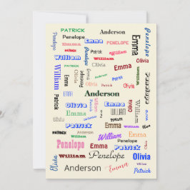 Word Cloud Fab Fab Fun, persoonlijk script voor fa Kaart