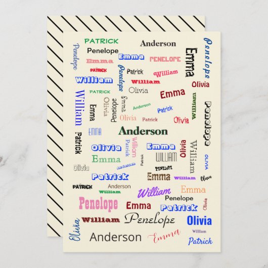 Word Cloud Fab Fab Fun, persoonlijk script voor fa Kaart (Voorkant / Achterkant)