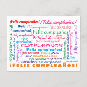 Word Cloud Feliz Cumpleaños Spaans Gelukkig Verjaa Briefkaart