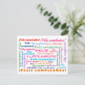 Word Cloud Feliz Cumpleaños Spain Happy Birthday Briefkaart (Staand voorkant)