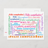 Word Cloud Feliz Cumpleaños Spain Happy Birthday Briefkaart (Voorkant / Achterkant)