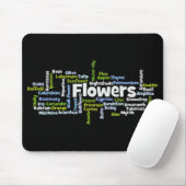 Word Cloud Flowers Mousepad Muismat (Met muis)
