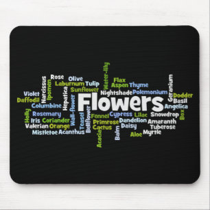Word Cloud Flowers Mousepad Muismat