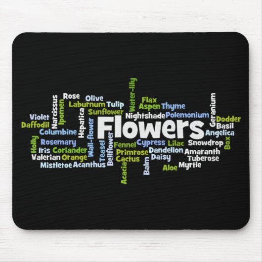 Word Cloud Flowers Mousepad Muismat (Voorkant)