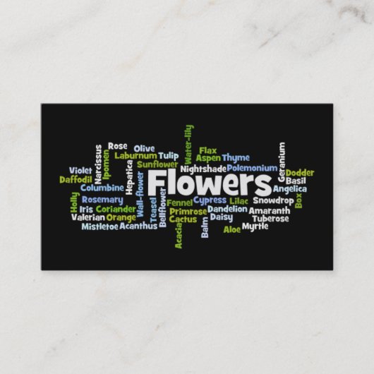 Word Cloud Flowers Visitekaartje (Voorkant)