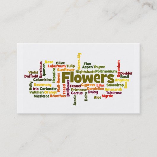 Word Cloud Flowers Visitekaartje (Voorkant)