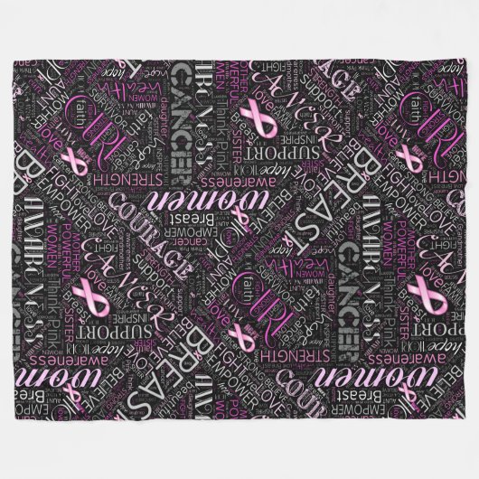 Word Cloud ID261 voor borstkanker Fleece Deken (Voorkant (Horizontaal))