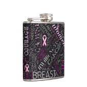 Word Cloud ID261 voor borstkanker Heupfles (Rechts)