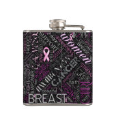 Word Cloud ID261 voor borstkanker Heupfles (Achterkant)