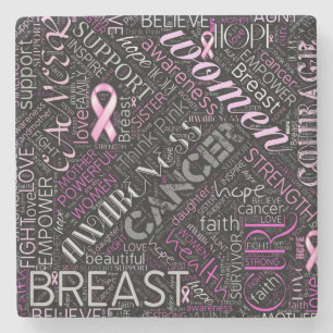 Word Cloud ID261 voor borstkanker Stenen Onderzetter