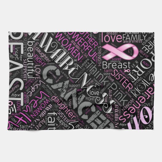 Word Cloud ID261 voor borstkanker Theedoek (Horizontaal)