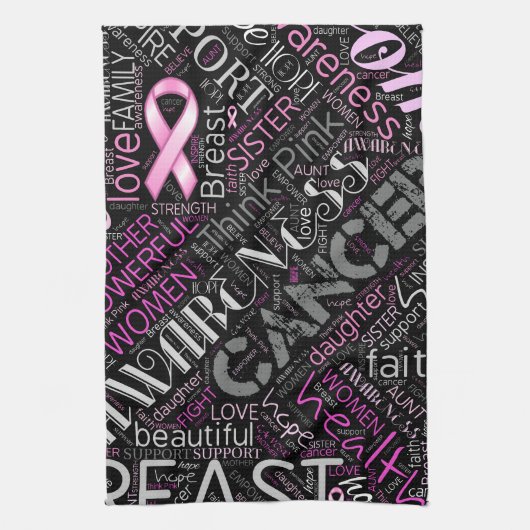 Word Cloud ID261 voor borstkanker Theedoek (Verticaal)