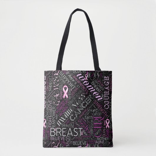 Word Cloud ID261 voor borstkanker Tote Bag (Voorkant)