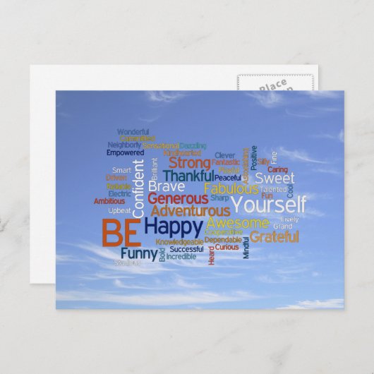 Word Cloud in Blue Sky Inspire Briefkaart (Voorkant / Achterkant)