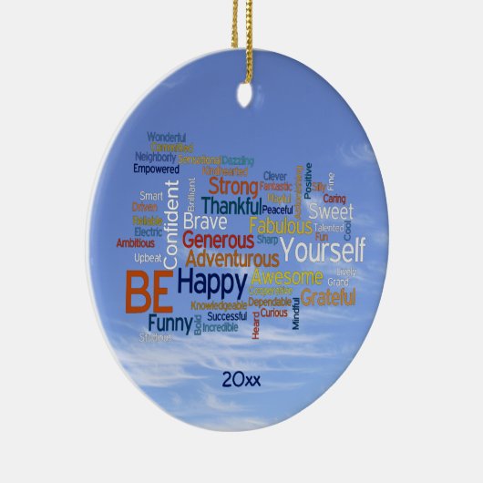 Word Cloud in Blue Sky Inspire Keramisch Ornament (Rechts)