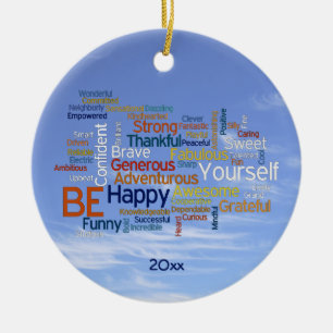 Word Cloud in Blue Sky Inspire Keramisch Ornament