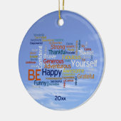 Word Cloud in Blue Sky Inspire Keramisch Ornament (Links)