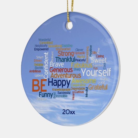 Word Cloud in Blue Sky Inspire Keramisch Ornament (Links)