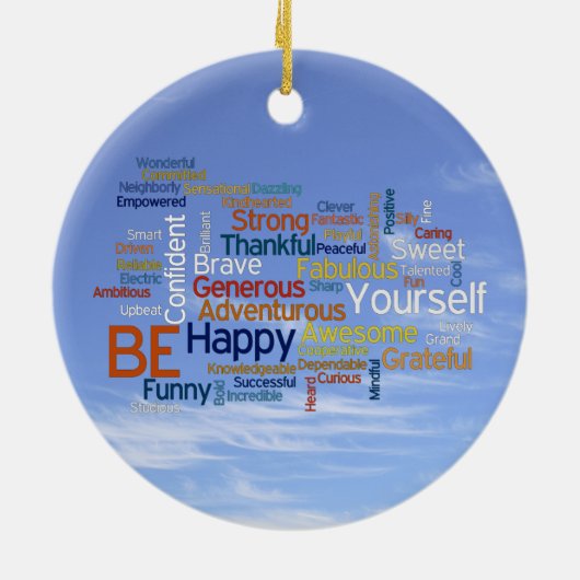 Word Cloud in Blue Sky Inspire Keramisch Ornament (Achterkant)