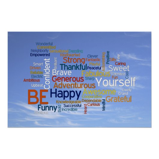 Word Cloud in Blue Sky Inspire Perfect Poster (Voorkant)