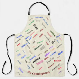 Word Cloud-kersttop voor familie Schort