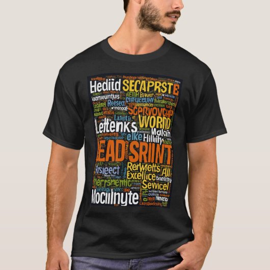Word cloud met gebruik van meerdere kleuren t-shirt (Voorkant)