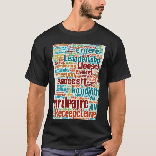 Word cloud met gebruik van meerdere kleuren t-shirt (Voorkant)