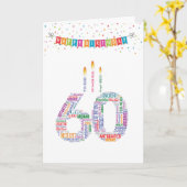 Word Cloud Mijlpalen 60 - Verjaardag Kaart (Gele Bloem)