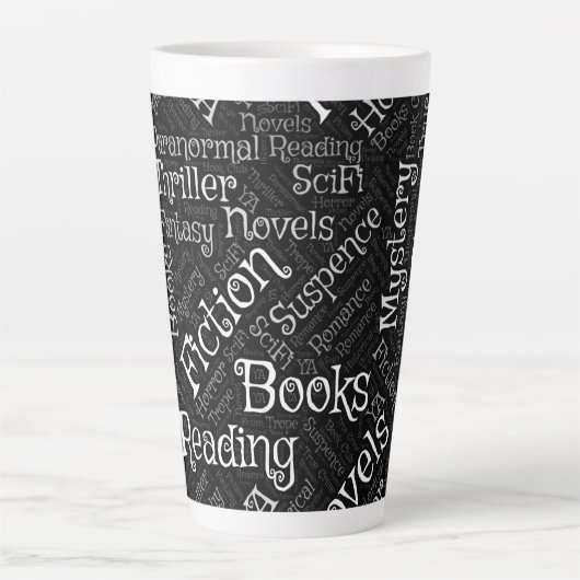 Word Cloud over boeken Latte Mok (Voorkant)