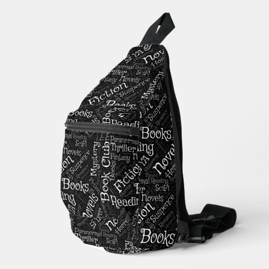 Word Cloud over boeken Sling Bag (Rechterhoek)