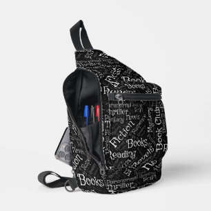 Word Cloud over boeken Sling Bag