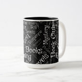 Word Cloud over boeken Tweekleurige Koffiemok (Voorkant rechts)