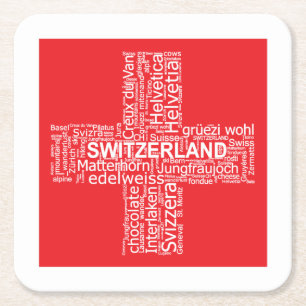 Word Cloud over Zwitserland Kartonnen Onderzetters