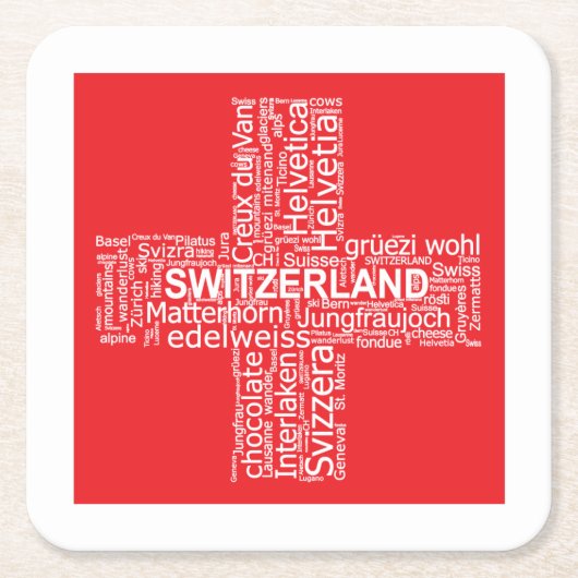 Word Cloud over Zwitserland Kartonnen Onderzetters (Voorkant)