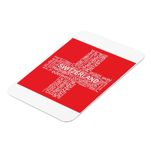 Word Cloud over Zwitserland Magneet (Linkerzijde)