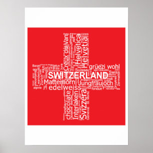 Word Cloud over Zwitserland Poster