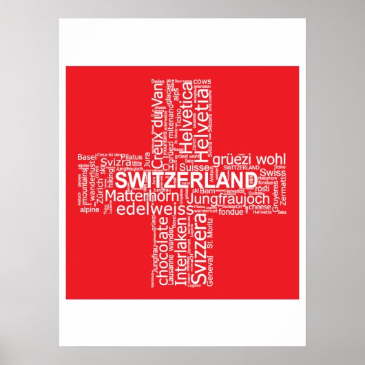 Word Cloud over Zwitserland Poster (Voorkant)