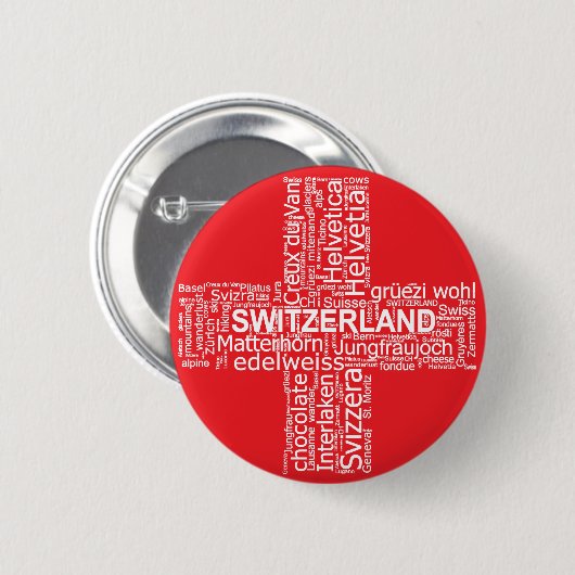 Word Cloud over Zwitserland Ronde Button 5,7 Cm (Voorkant /achterkant)
