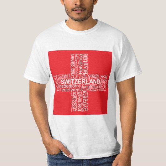 Word Cloud over Zwitserland T-shirt (Voorkant)
