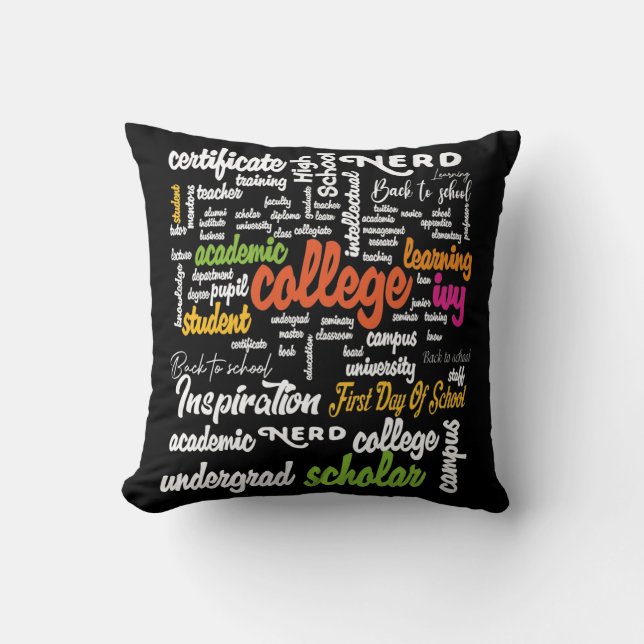 Word Cloud-patronen van het college Kussen (Voorkant)